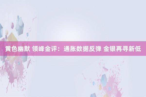 黄色幽默 领峰金评：通胀数据反弹 金银再寻新低