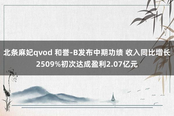 北条麻妃qvod 和誉-B发布中期功绩 收入同比增长2509%初次达成盈利2.07亿元